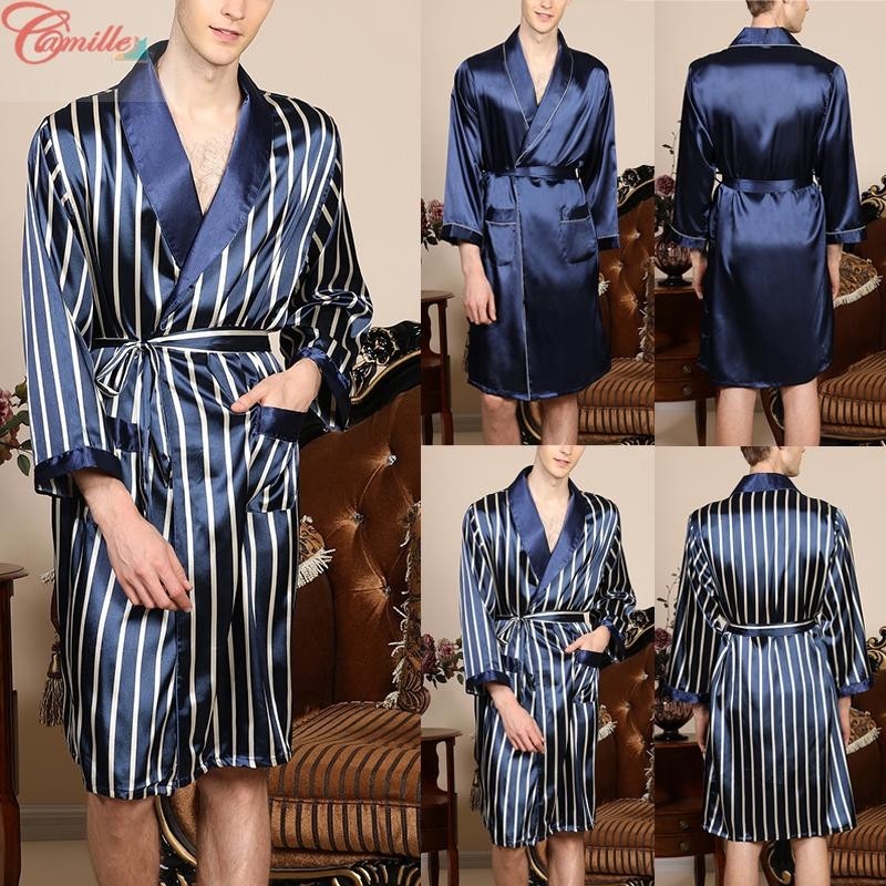 mens blue bathrobe
