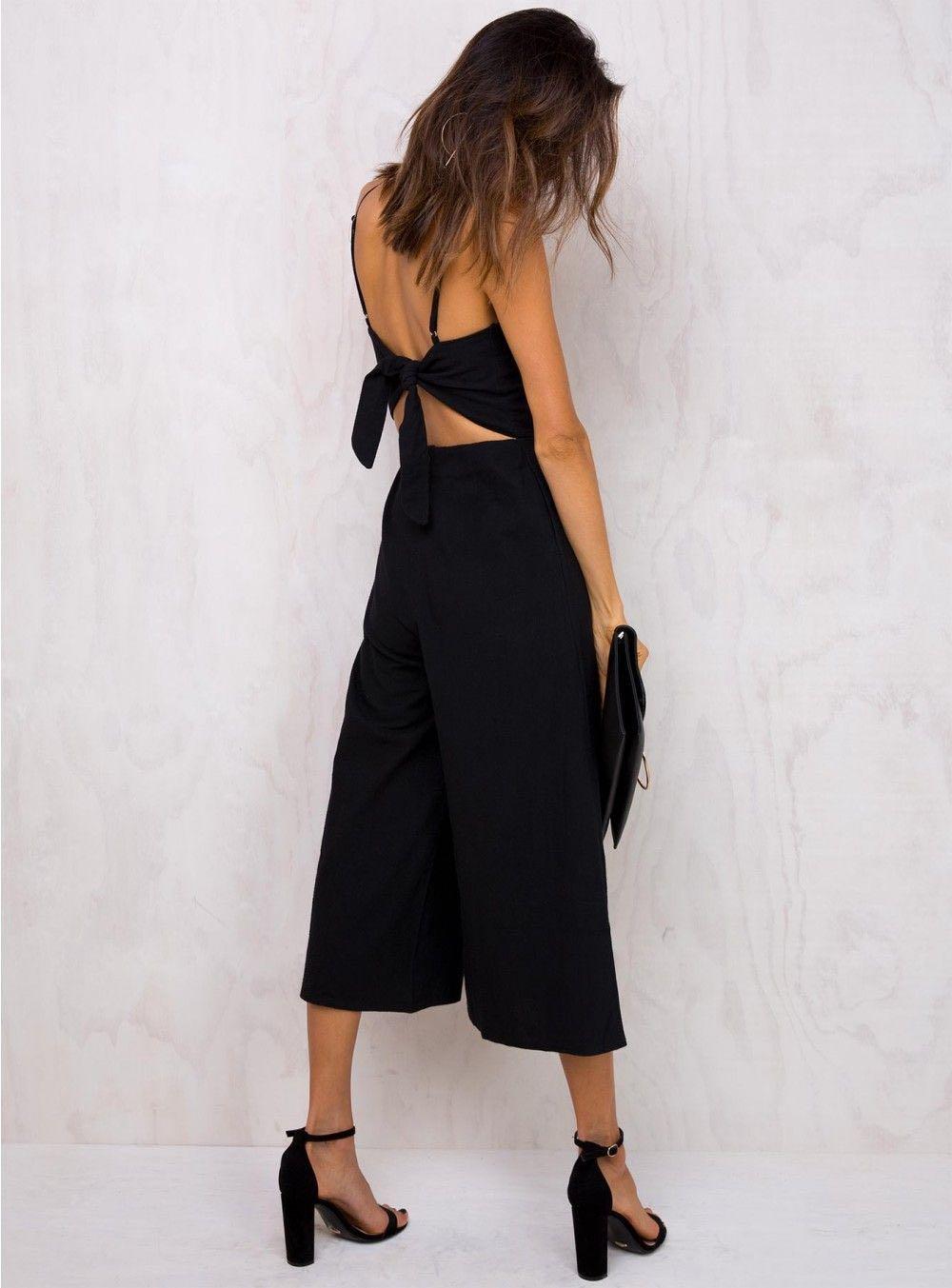 Black tie back jumpsuit