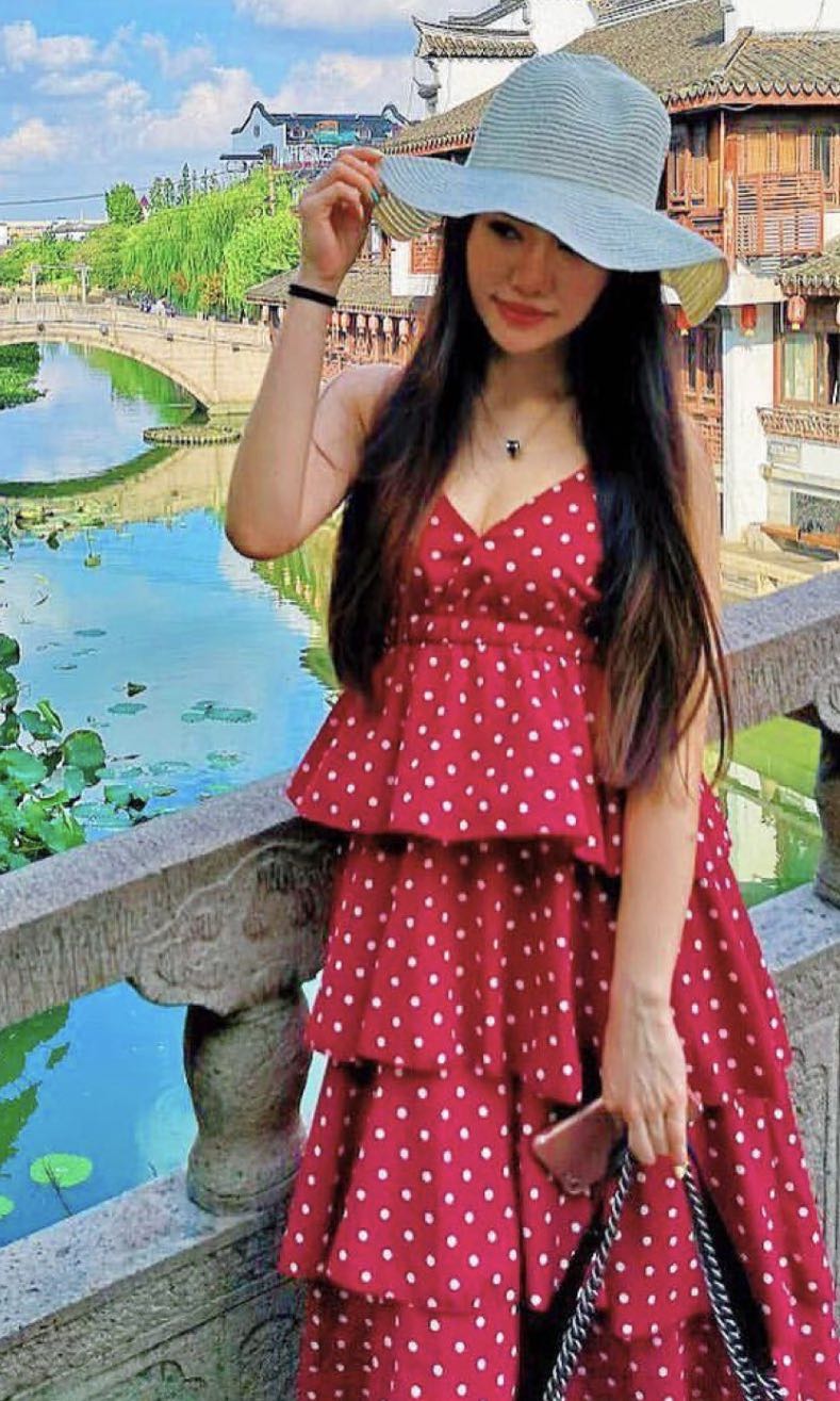 Polka dot sale layered dress