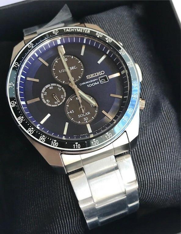 Seiko Solar Chronograph Quartz Solar Powered Blue Dial Silver Stainless  Steel Men Watch, Men's Fashion, Watches & Accessories, Watches on Carousell