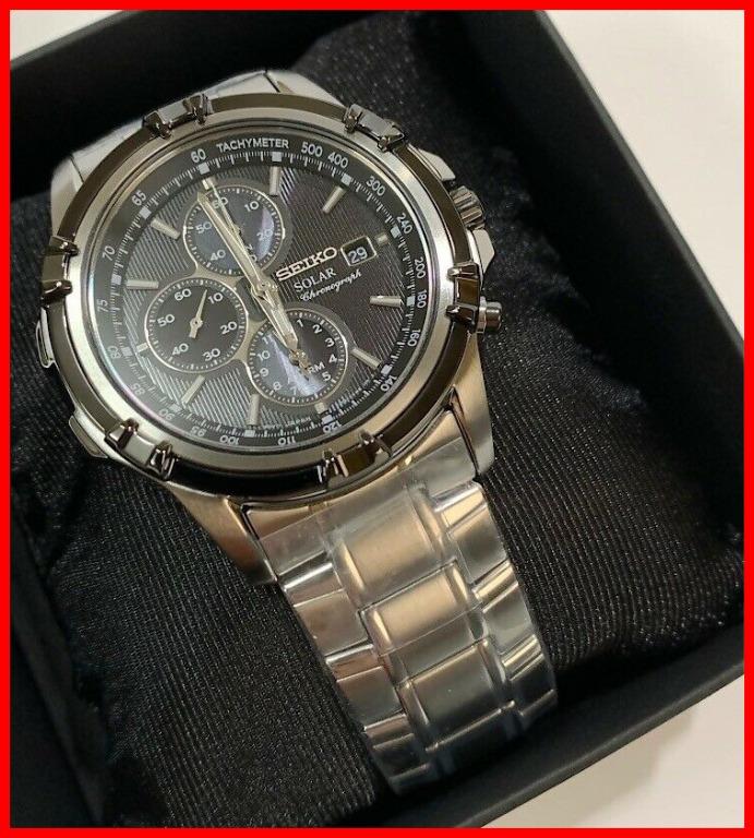 Seiko Solar Chronograph Tachymeter Silver Stainless Steel Men Watch, Men's  Fashion, Watches & Accessories, Watches on Carousell