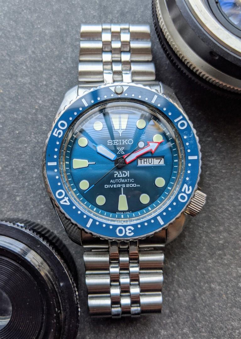 Seiko Turtle Padi Electric Blue Mod Automatic Diver Men S Fashion Watches On Carousell