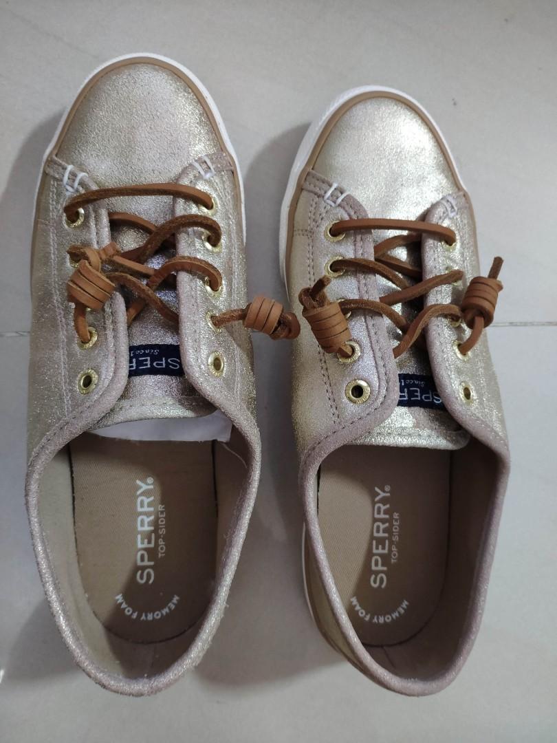 gold sperry sneakers