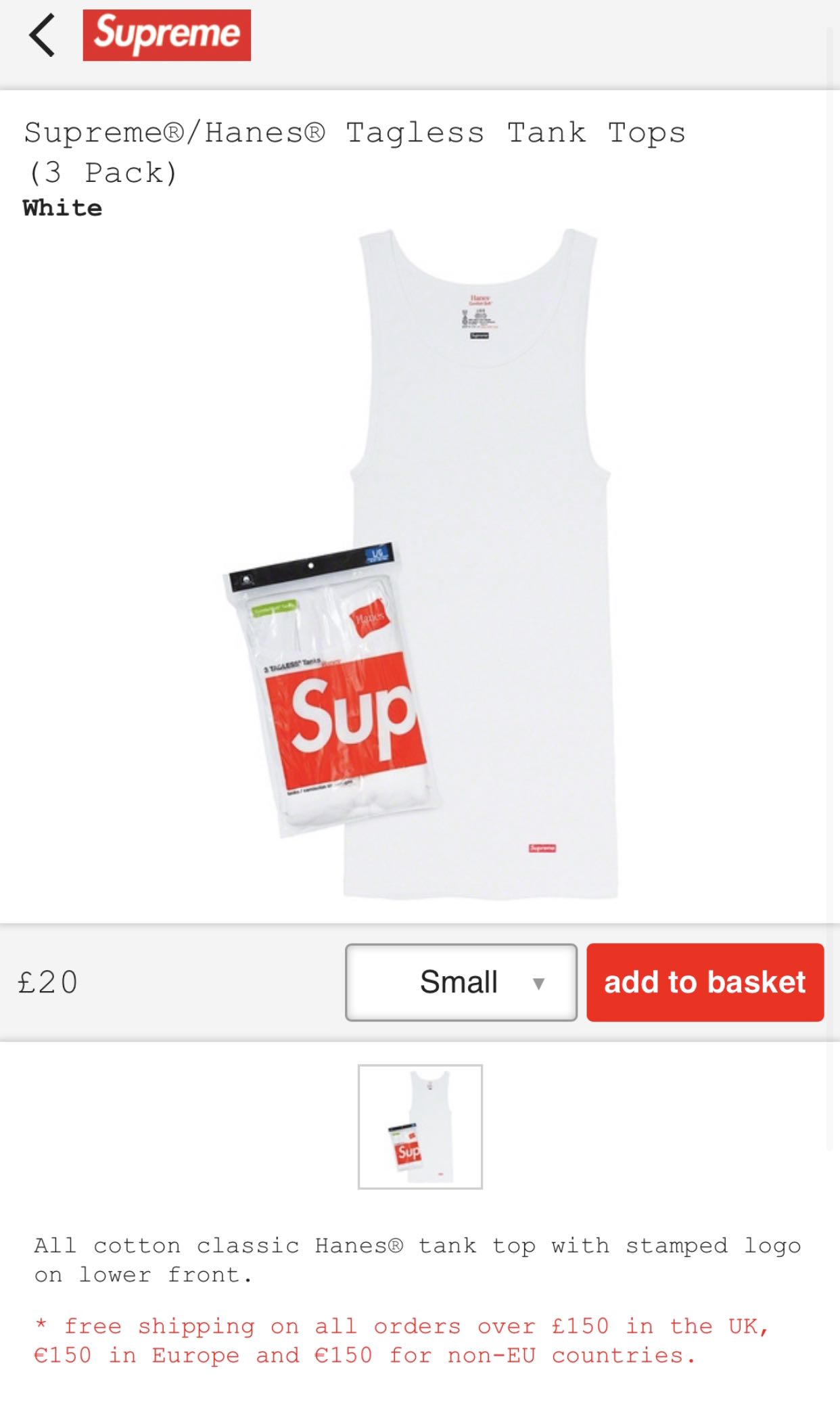 Supreme hanes tank Clearance