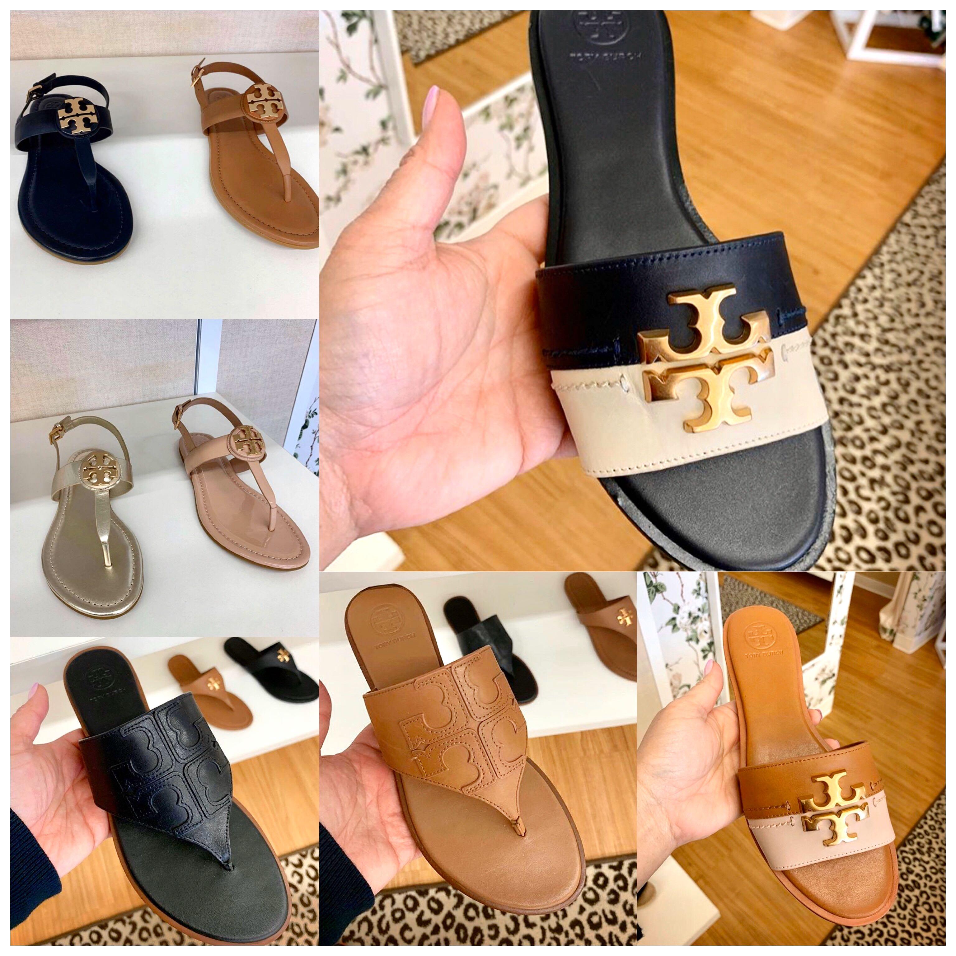 Tory Burch Thong Slides Sandals Jamie Full Logo PRE ORDER USA