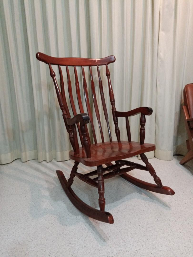Sale Vintage High Back Teakwood Rocking Chair Armchair Vintage Collectibles Vintage Collectibles On Carousell