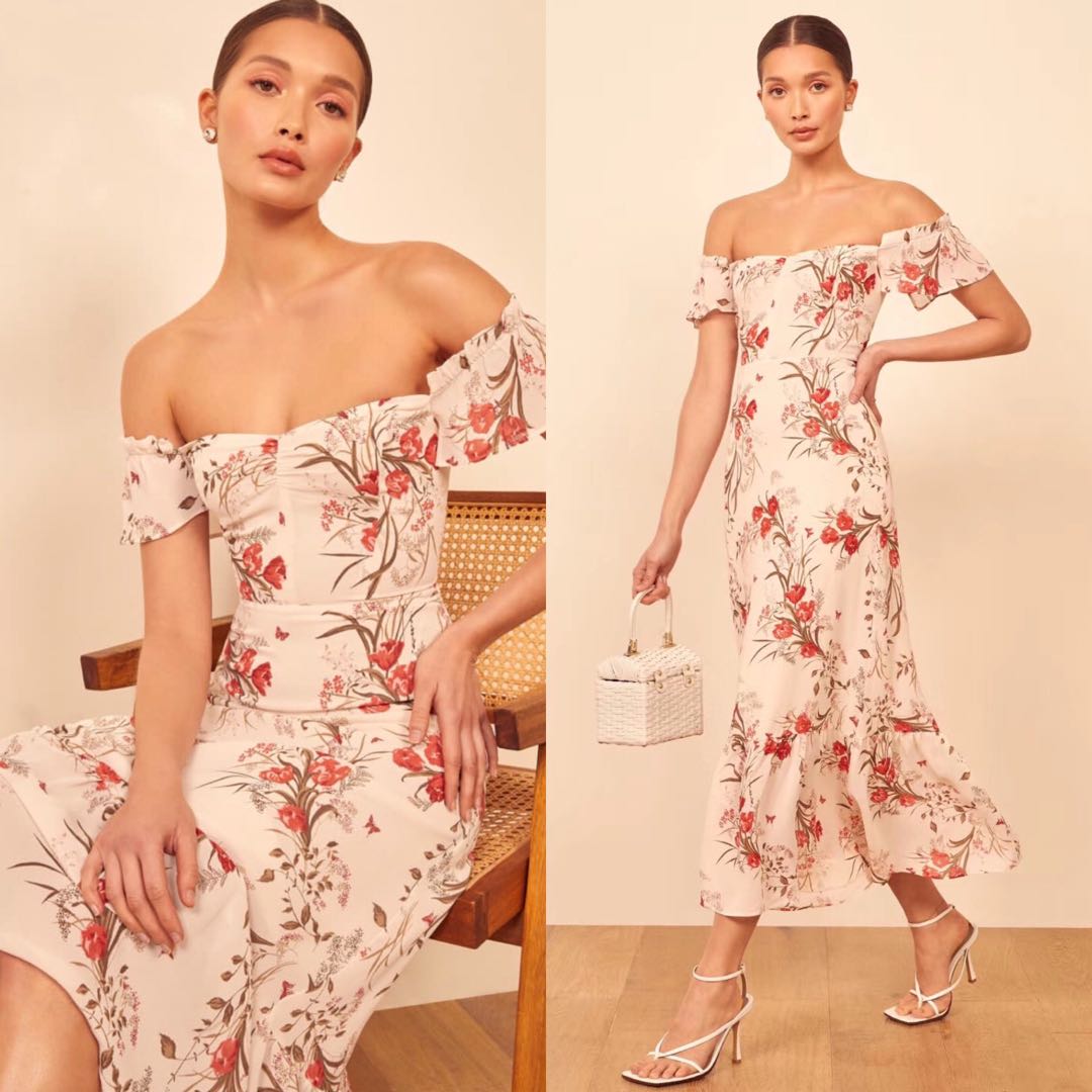 Reformation Butterfly Midi Dress in Beauty floral authentic ref