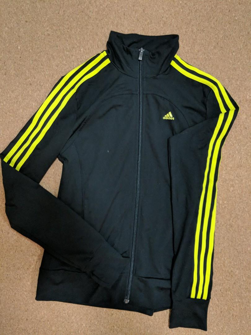 yellow adidas jacket with black stripes