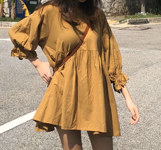 Mustard babydoll outlet dress
