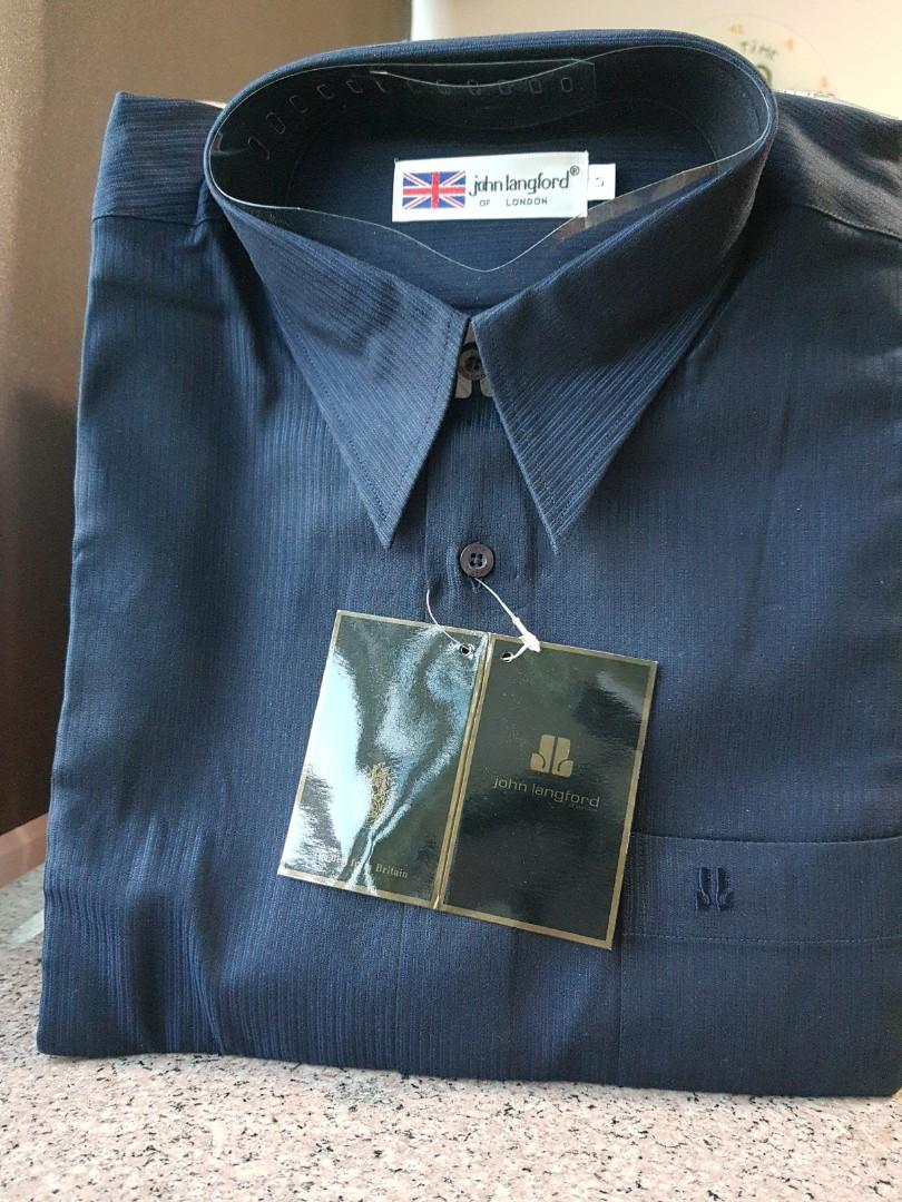 Bnib John Langford Dark Blue Biz Shirt Men S Fashion Clothes