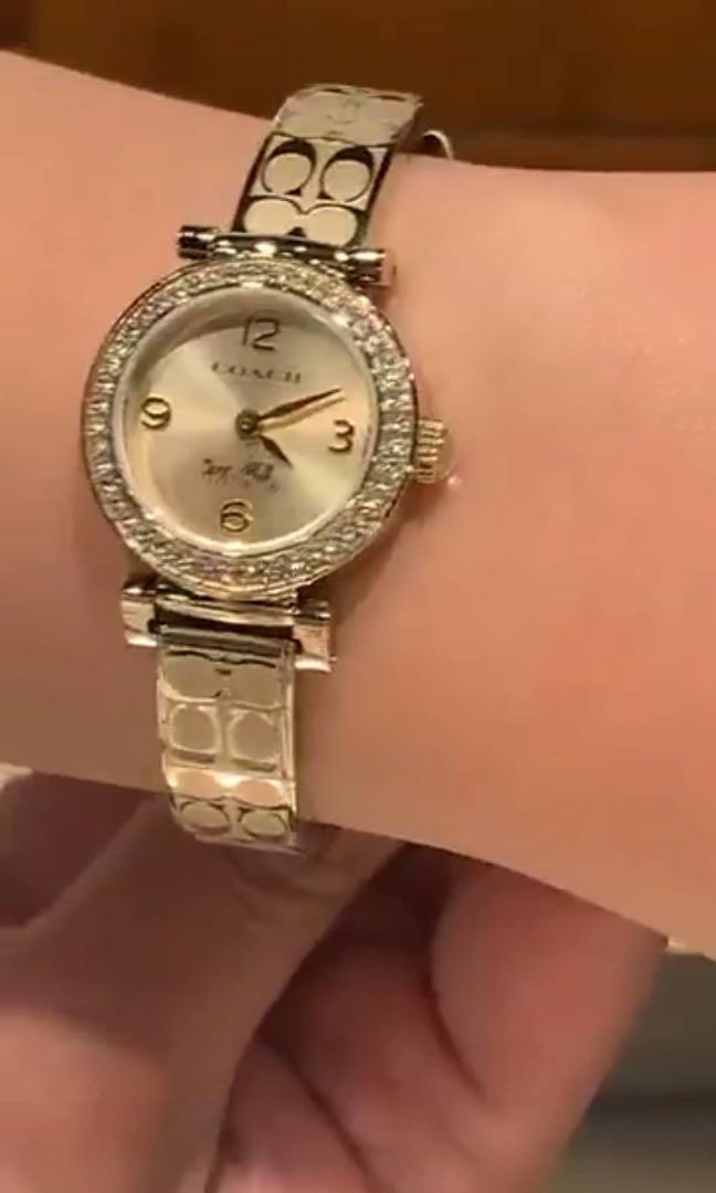 Coach Signature Madison Gold Tone Bangle Watch 14502202 Women s