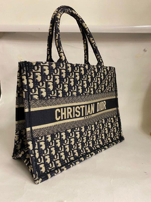 small blue dior oblique embroidered dior book tote