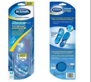 Dr. Scholl’s Memory Fit Insoles with Massaging Gel Foot Feet Heel Arch Support Men Size 8-14