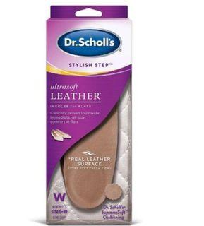 Dr. Scholl's Ultrasoft Leather Insoles with Foot Feet Massaging Gel for Flats Women Size 6 -10