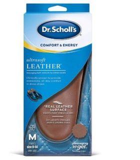 Dr. Scholl's Ultrasoft Leather Insoles with Foot Feet Massaging Gel for Dress Shoes Men Size 8-14