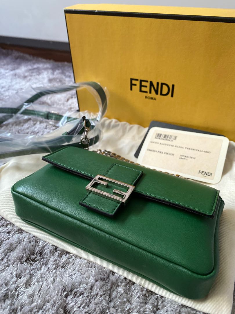 Fendi Micro Baguette Nappa Verde Paladio Women s Fashion Bags
