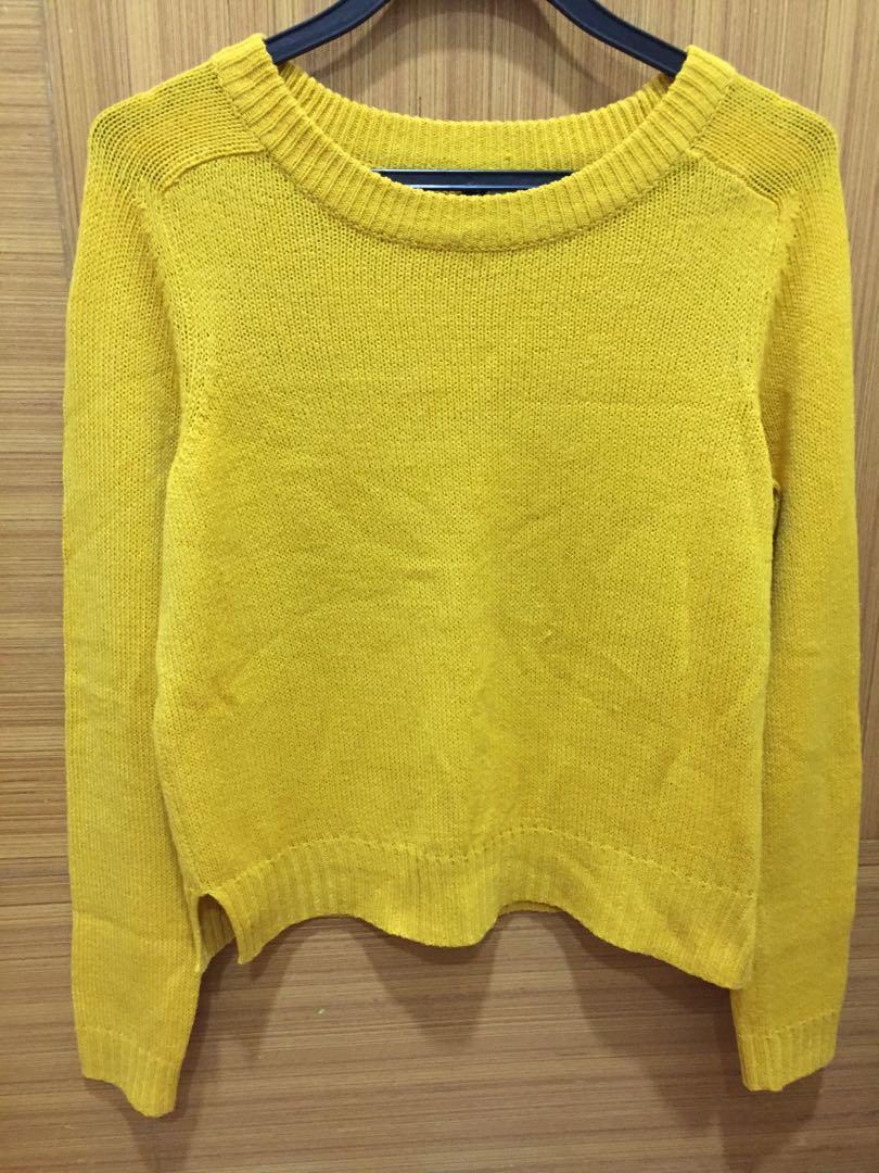 h&m yellow knit sweater