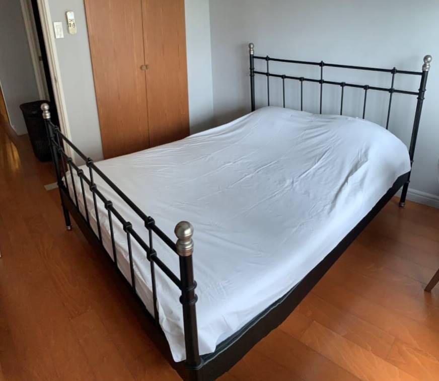 ikea bed frame matress queen and 2 bes side tables furniture home living furniture bed frames mattresses on carousell