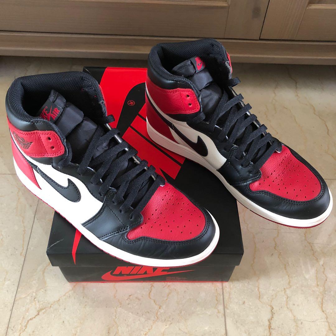Jordan 1 retro high sales bred toe size 6