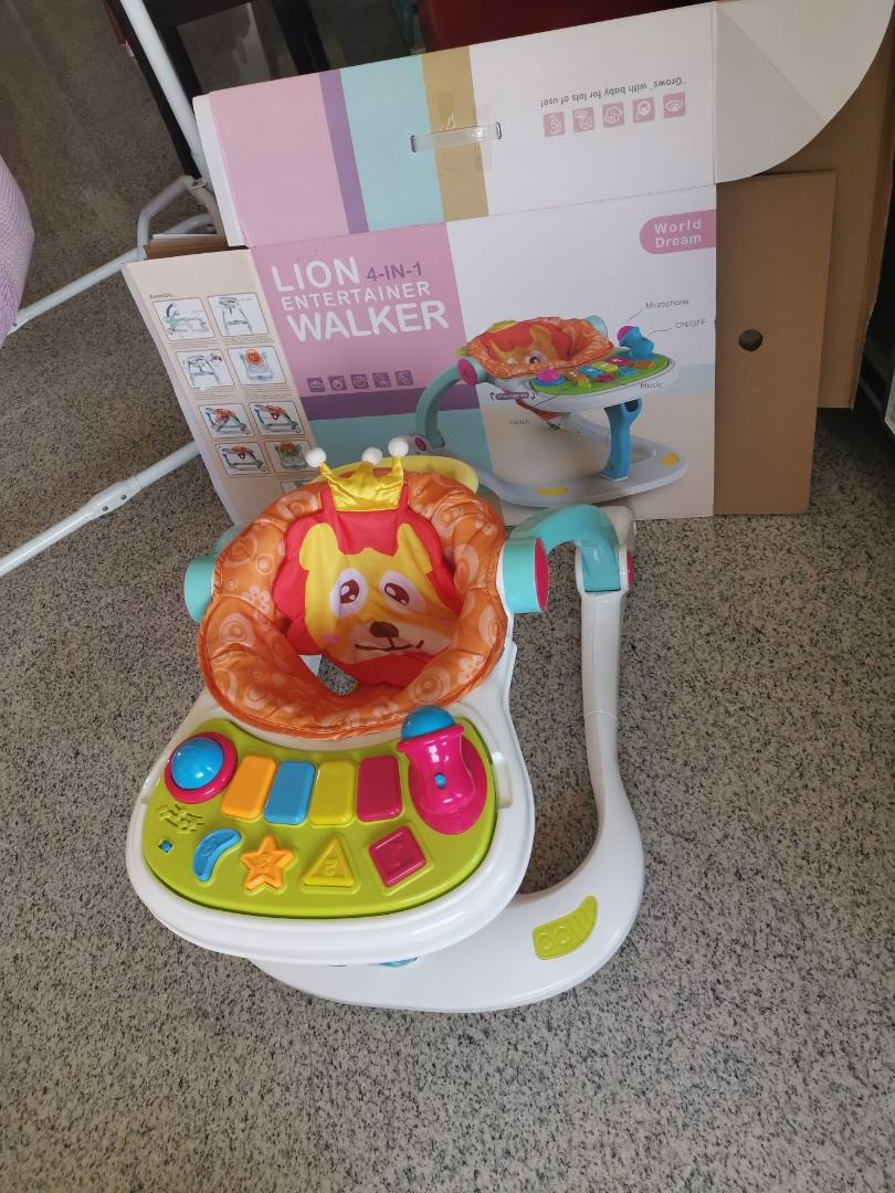 4 in 1 Multifunctional Entertainer Lion Baby Walker