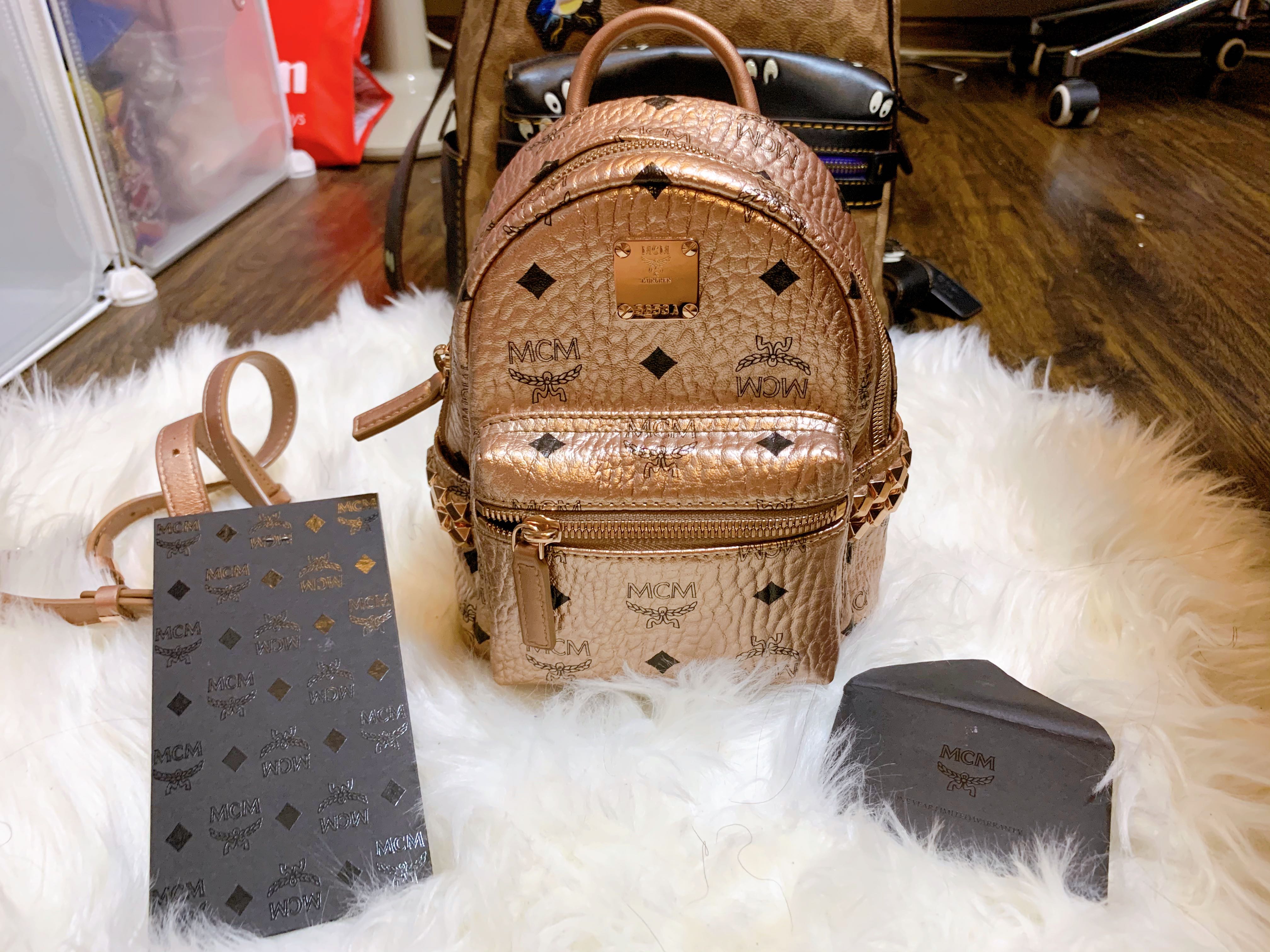 mcm rose gold backpack