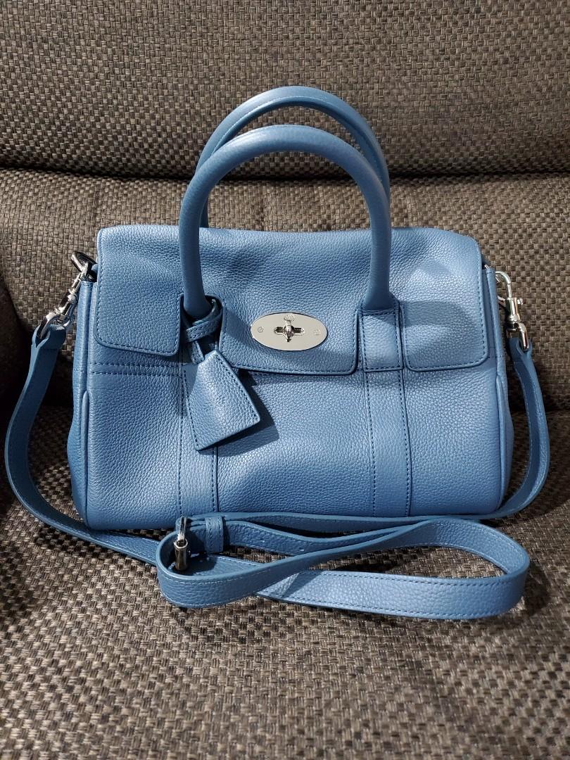 small blue satchel