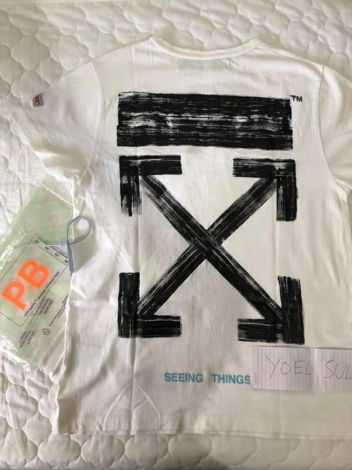 off white brushed arrows tee