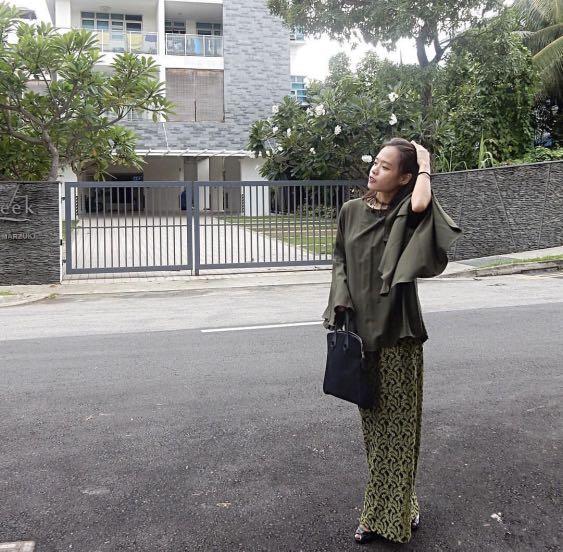 Baju kurung sale olive green