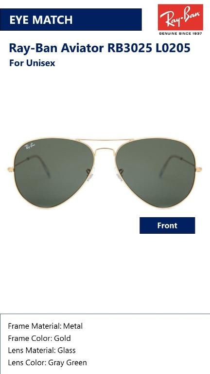 Ray Ban Aviator Rb3025 L05 For Unisex Women S Fashion Accessories Eyewear Sunglasses On Carousell