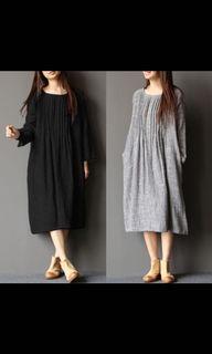 Round neck long sleeves midi dress