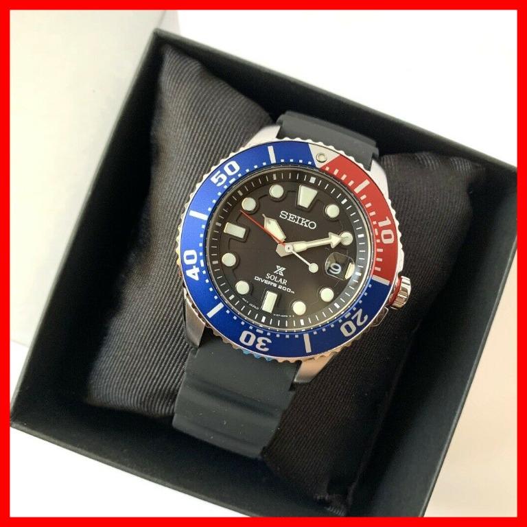 Seiko Prospex Air Diver 200m Water Resistant Solar Power Pepsi Bezel Black Rubber Strap Men Watch Men S Fashion Watches On Carousell
