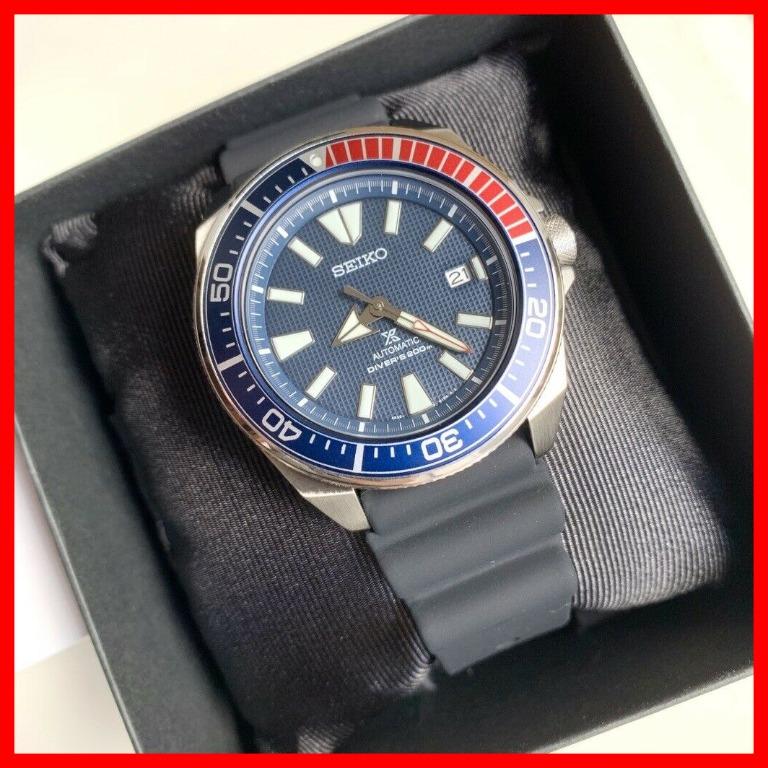 Seiko Samurai Prospex Automatic Diver 200M Water Resistant Pepsi Bezel  Black Rubber Strap Men Watch, Men's Fashion, Watches & Accessories, Watches  on Carousell