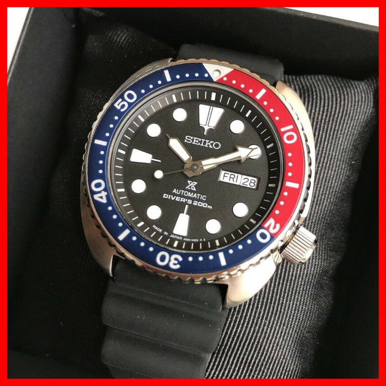 Seiko Turtle Japan Made Prospex Automatic Diver Pepsi Bezel Men Watch ...