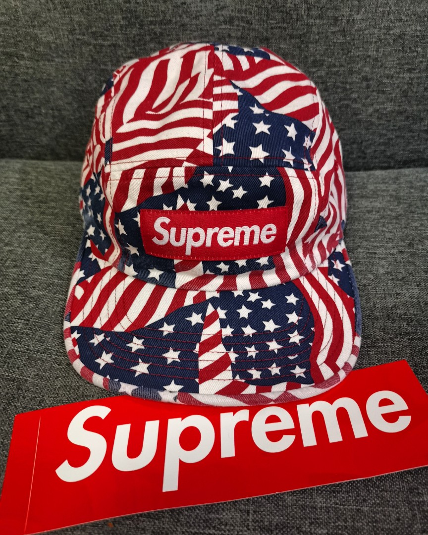 supreme wash chino twill camp cap (flags) for sale