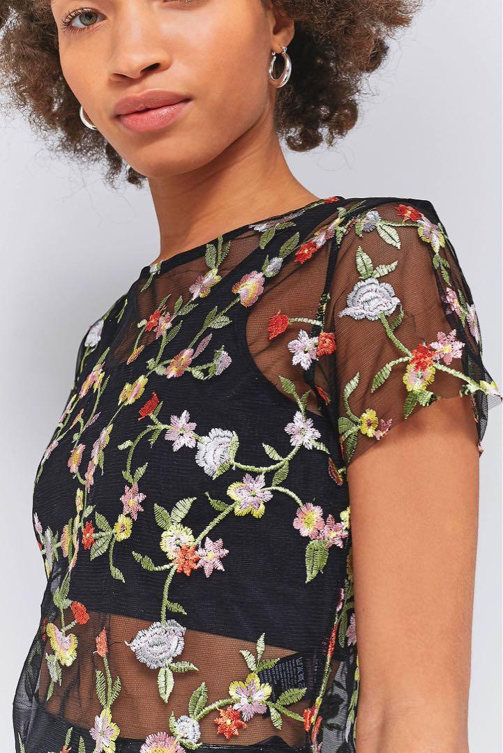 urban outfitters floral mesh top