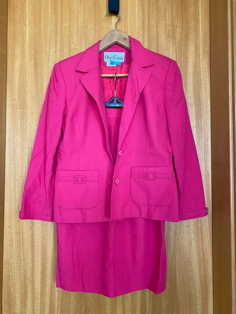 Vintage hot pink jacket and pencil skirt set, Women's Fashion, Dresses