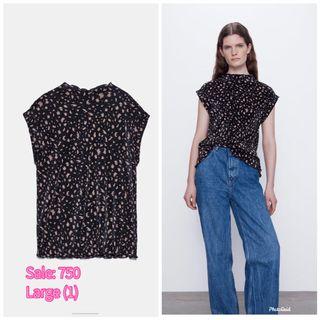 Zara printed pleated top