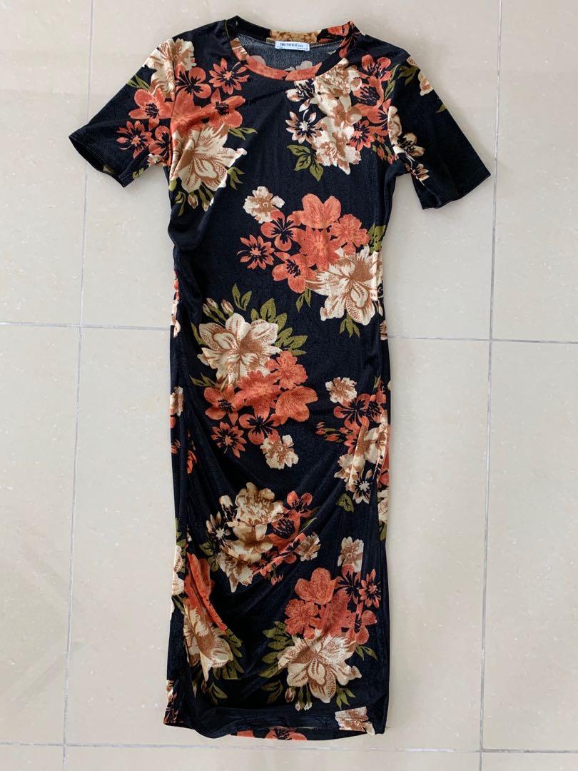 Zara velvet floral dress