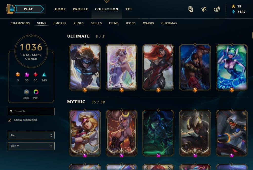 (1036)Full Skin League of legend account, Video Gaming, Gaming ...