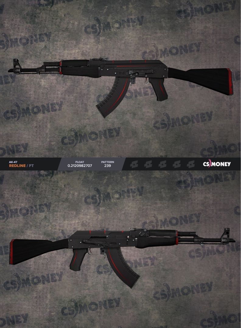 AK-47 Redline FT Weapon Skin CSGO, Video Gaming, Gaming Accessories ...