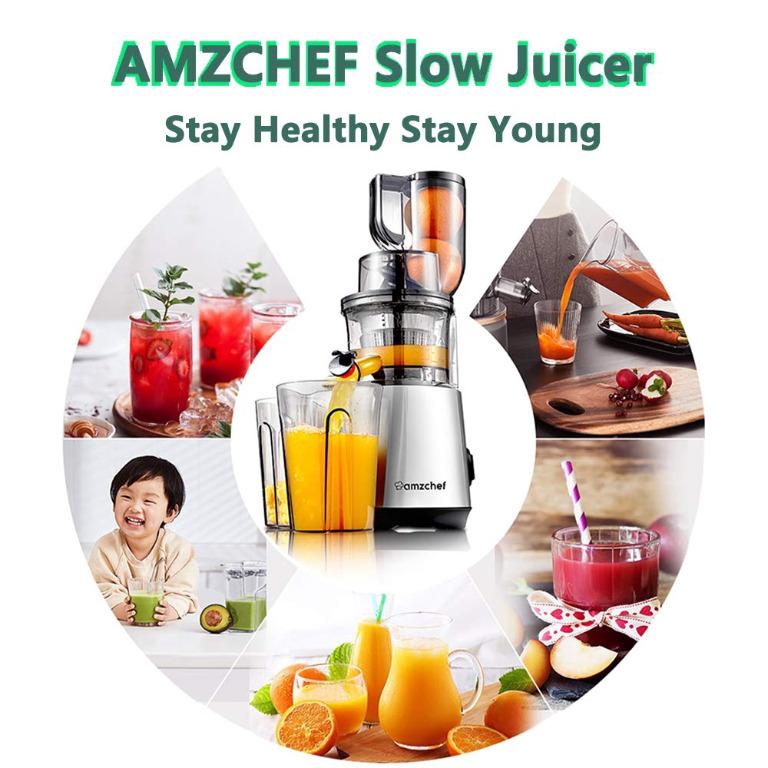 AMZCHEF HH 916F Slow Juicer Whole Fruit Slow Masticating Juicer