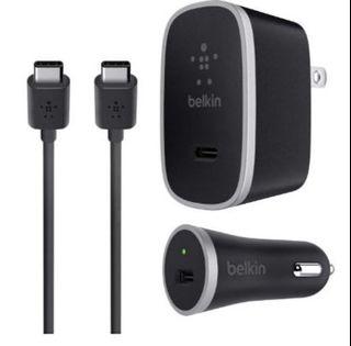 Belkin USB C Car Wall Charger with 5 FT USB C to USB C Cable