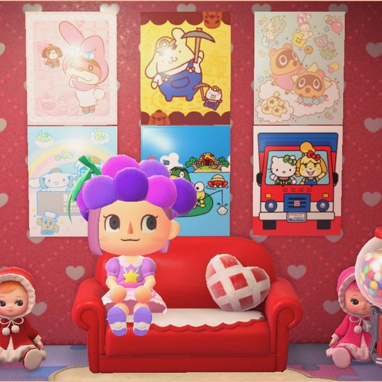 Cute Sanrio Bedroom set Animal Crossing, Video Gaming, Video Games