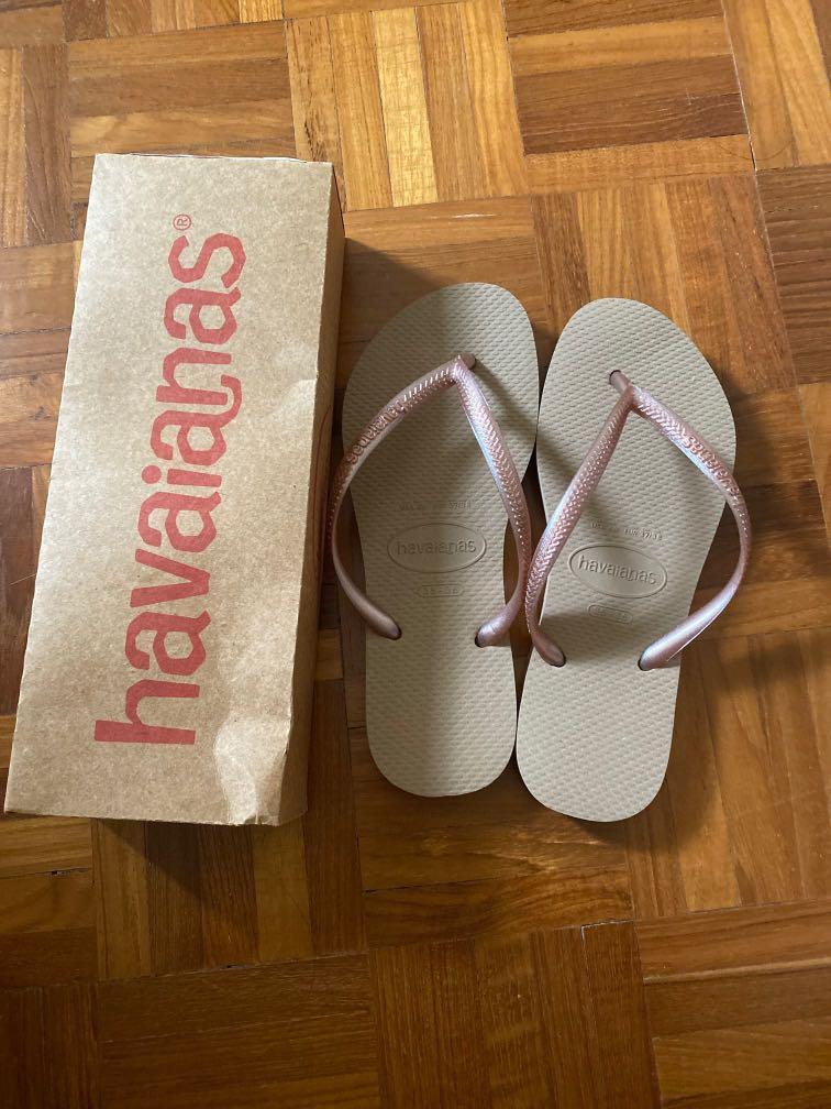 havaianas slippers rose gold