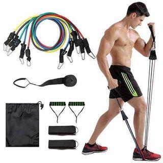 HEAVY DUTY RESISTANCE BANDS PLUS DOUBLE WHEELED AB ROLLER SET