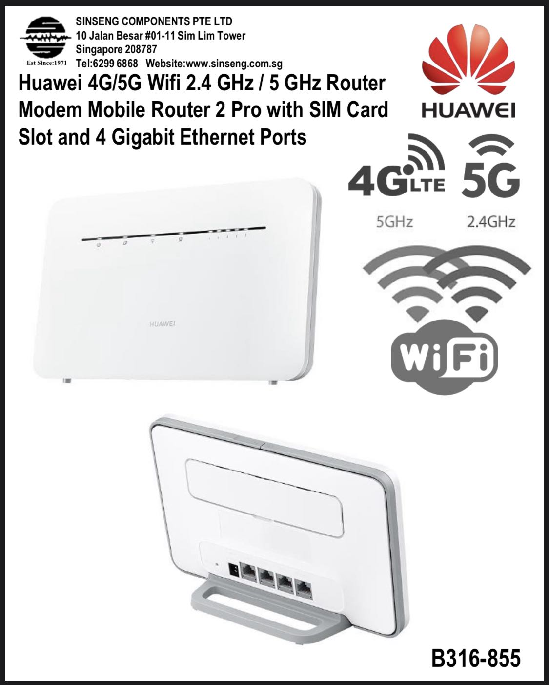 Huawei 4g5g Sim Card Router Original B316 855 Huawei Sim Card Wifi Wireless 4g Router 2 Pro 9138