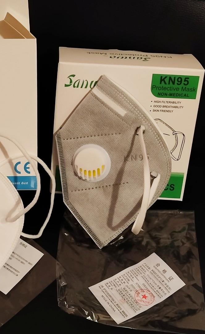 Kn95 gray with valve like n95, Health & Nutrition, Assistive