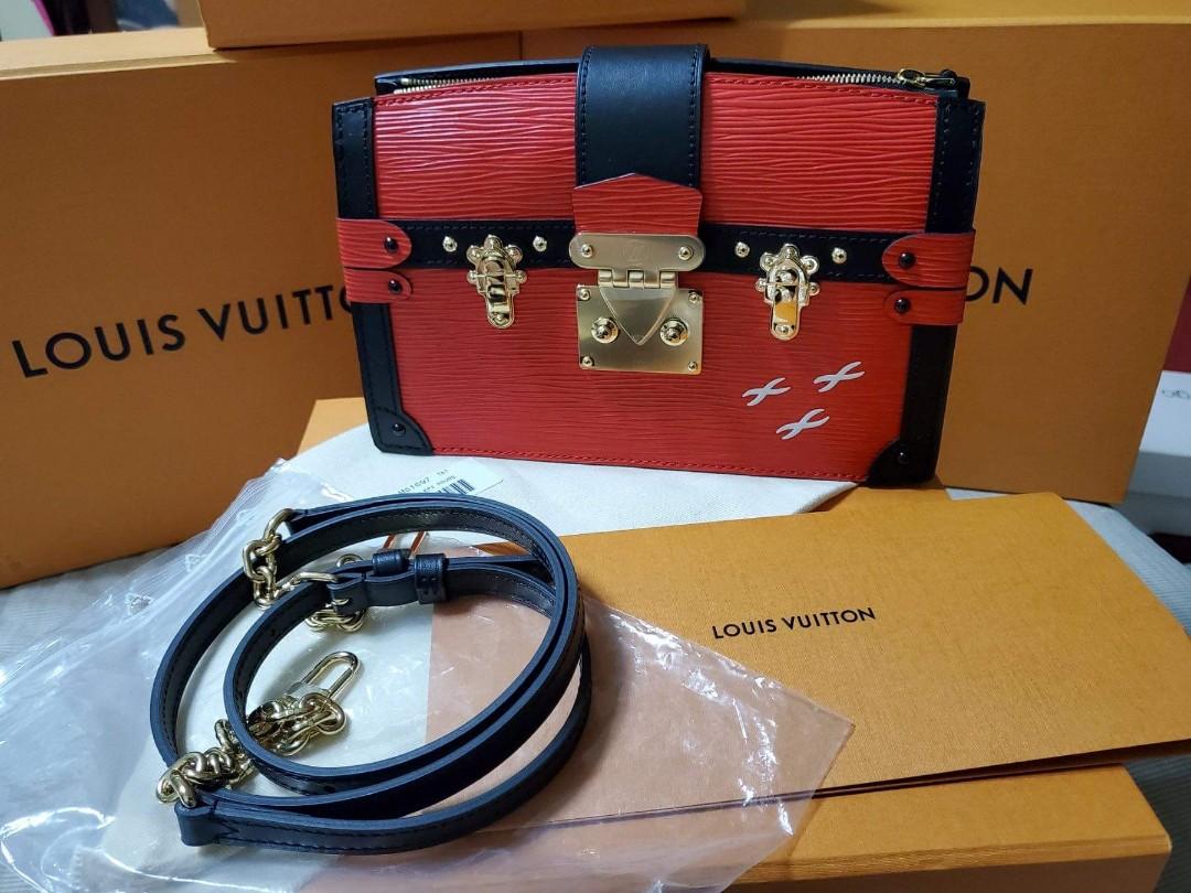 Louis Vuitton Trunk Clutch Epi Rose Ballerine Shoulder Bag Leather