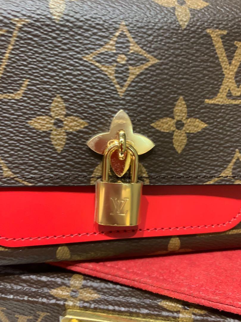 LOUIS VUITTON Monogram Flower Lock Compact Wallet Coquelicot 1224700