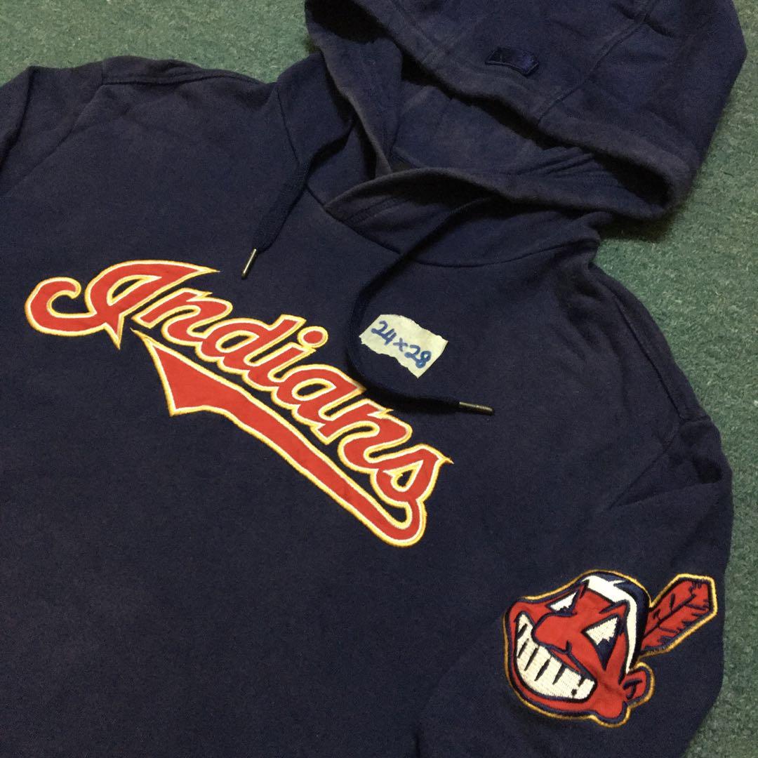 CLEVELAND INDIANS Sweatshirt HOODIE Medium STITCHES MLB AL Cotton Blue  amp Grey  eBay